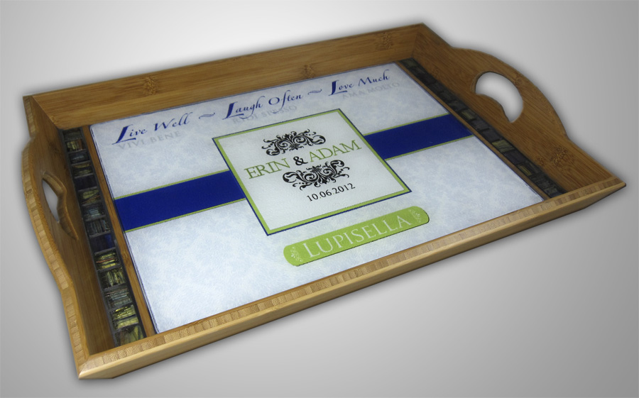 Bamboo  Wedding Tray made with sublimation printing