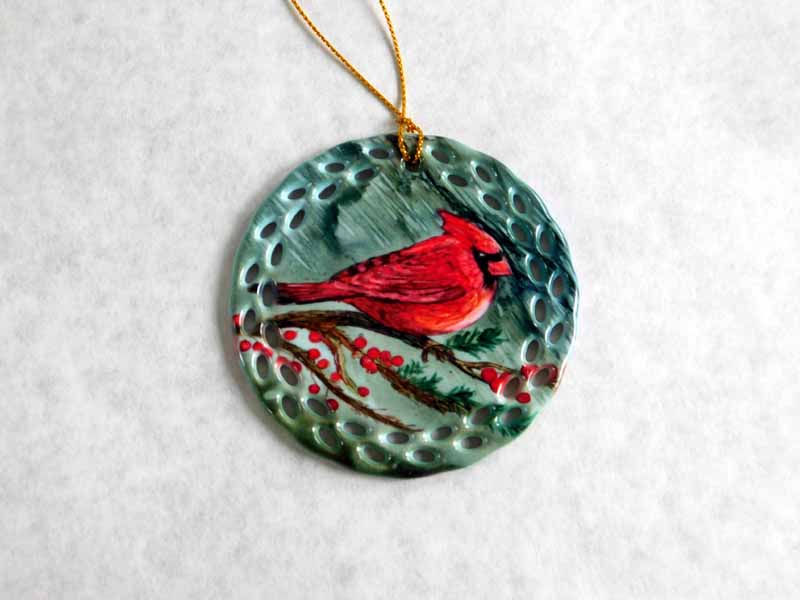 Cardinal Ornament made with sublimation printing