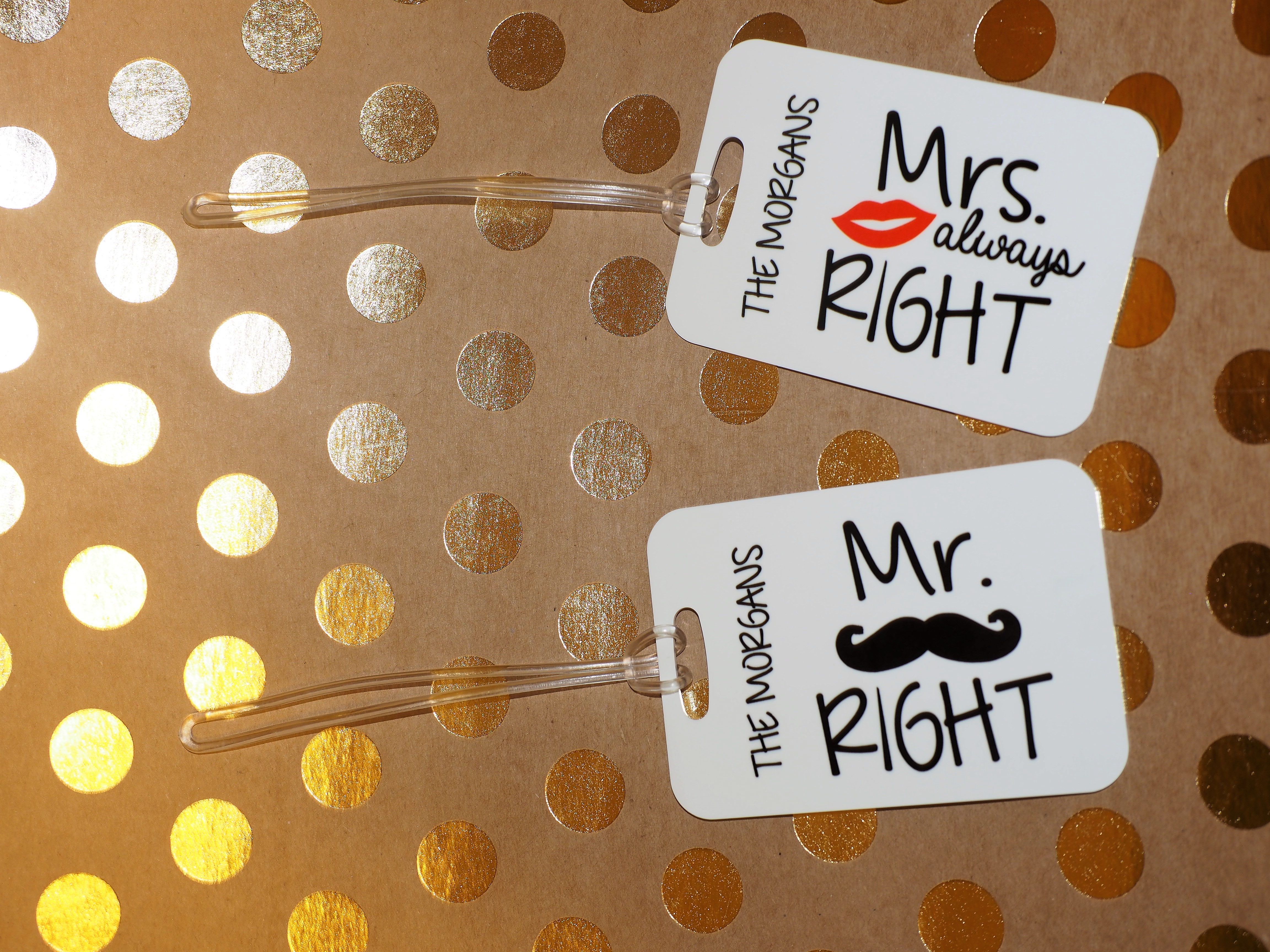 His & Her Luggage Tag made with sublimation printing