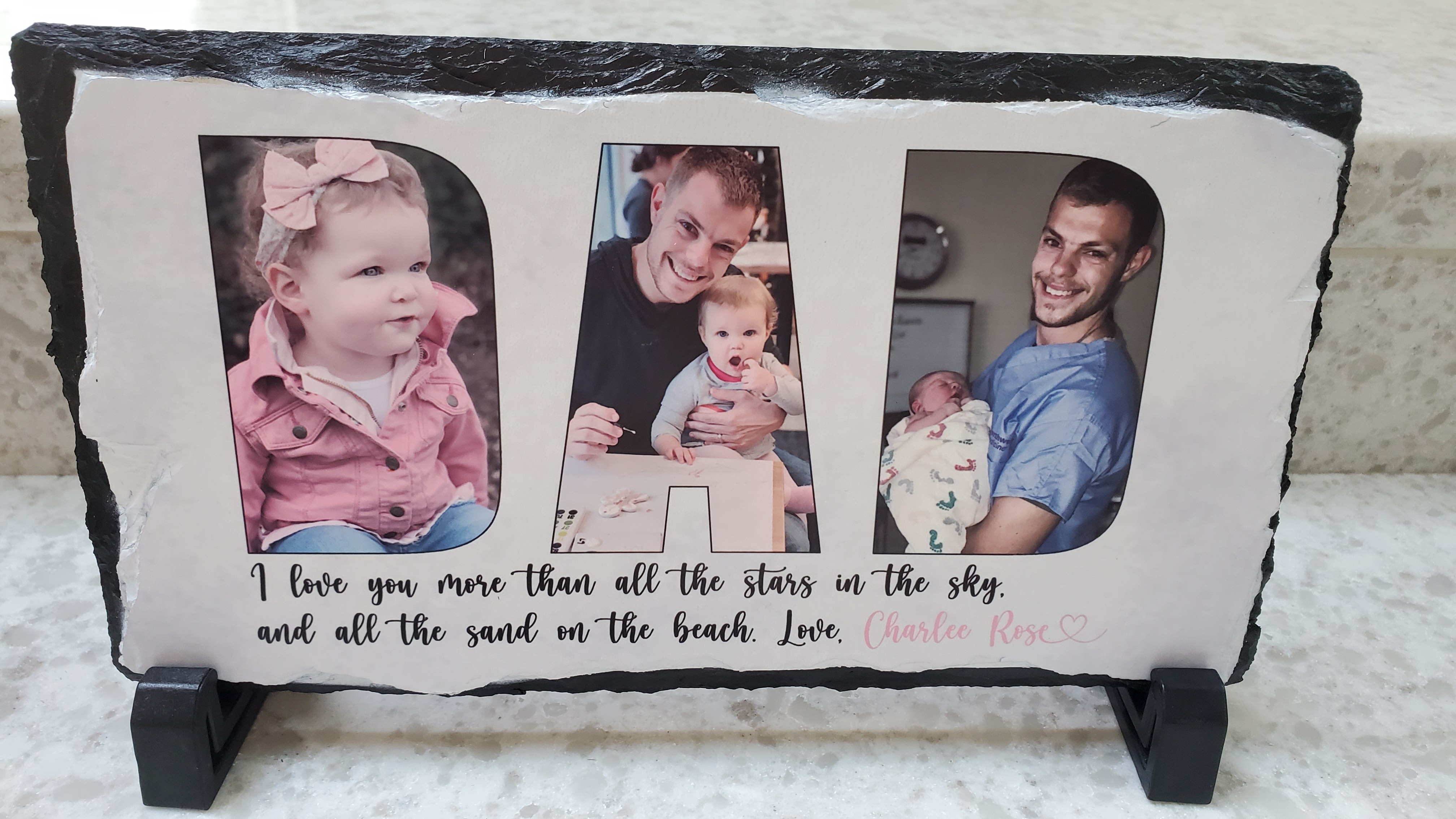 Using chunky letters, I put my granddaughter's photos into 