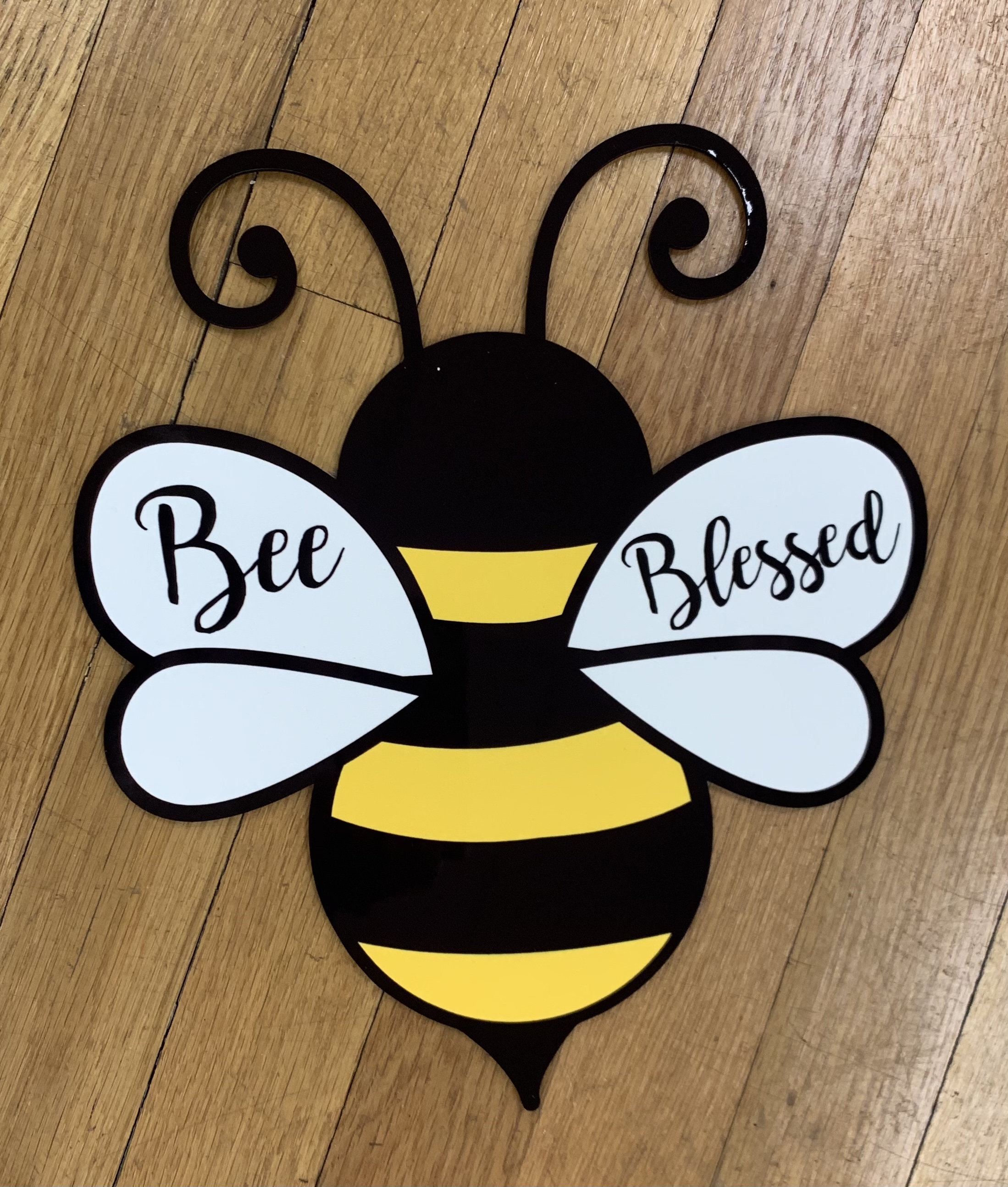 Laser cut then sublimated this Bee for a wreath attachment 