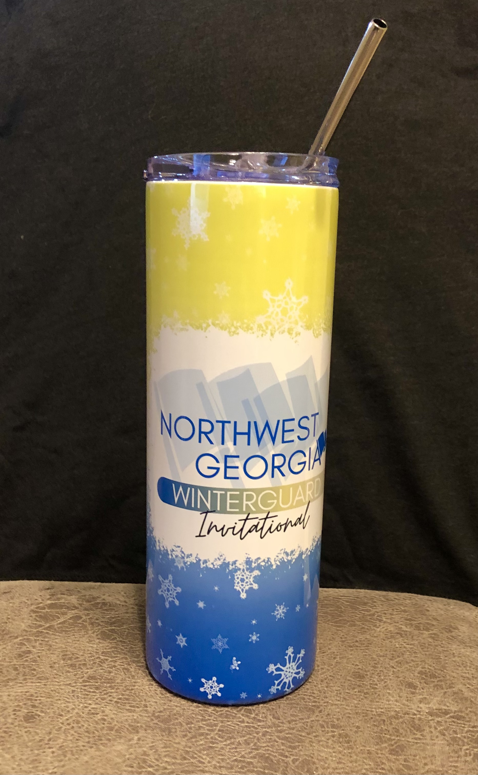 This custom tumbler was created for a local high school to give as gifts for judges at a Winter
