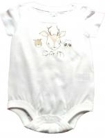 Client wanted a personalized one piece for a baby shower. The nursery theme was deer, so I crea