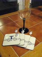 Printed Wine Glass Charms & Coasters for wedding gift set