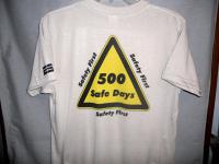 Tee shirts for Opp Utilities Dept for working 500 Safe Days!
