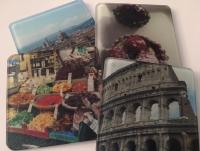 Glass coasters with my vacation pictures from Italy