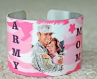 Pink Camouflage Army Mom Cuff Bracelet.