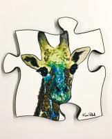 Giraffe artwork on large puzzle piece. Created for a baby line The Ink Effect will be offering