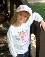 Our first garment sublimation project!  Hallie was a gracious model and LOVES her new outfit!