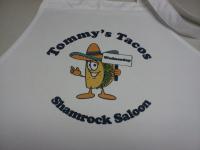 Custom aprons for the cooks and crew for Taco night at a saloon