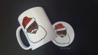 Black Santa Clause mug and coaster set