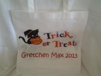 At a Community Event, Kids had a chance to Decorate their own Halloween Bags.  This was done on