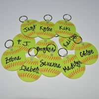 Personalized keychains for a softball team