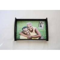 We made this nice large expresso anniversary serving tray with wedding photo inset.