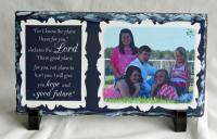 Sublislate designed with photo and scripture.