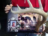 We mounted an antler to an oversized plaque as a memorial tribute.  It was one of our more uniq