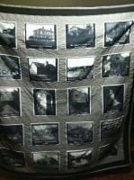 A quilt that was made using this fabric for our local Heritage Day using old images of our town