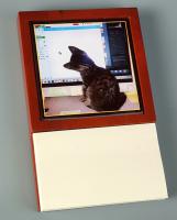 4x4 Glossy Tile in a wooden notepad holder