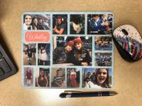 Custom designed mouse pad with a collage of photos. Itâ€™s the perfect way to add a functional 