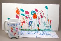A heartfelt gift from a five year old for her Daddy. I scanned and resized family portrait she 