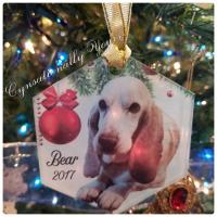 Memorial glass ornament for my sweet Basset Hound