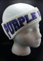 Fleece headband/earwarmer with 'Purple Victory' text sublimated on; in honor of my Alma Mater's
