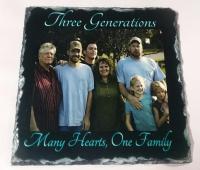 Personalized Photo Slate imprinted with Three Generations Many Hearts..One Family