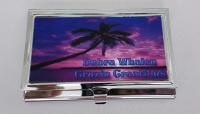 Colorful cover with business name on Card holder.