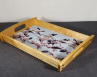 Serving tray with a photo of snow geese I took at Chincoteague National Wildlife Reserve