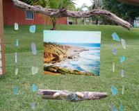 Driftwood & seaglass suncatcher using Colorlyte film.  This is a picture of the Cabrillo Nation