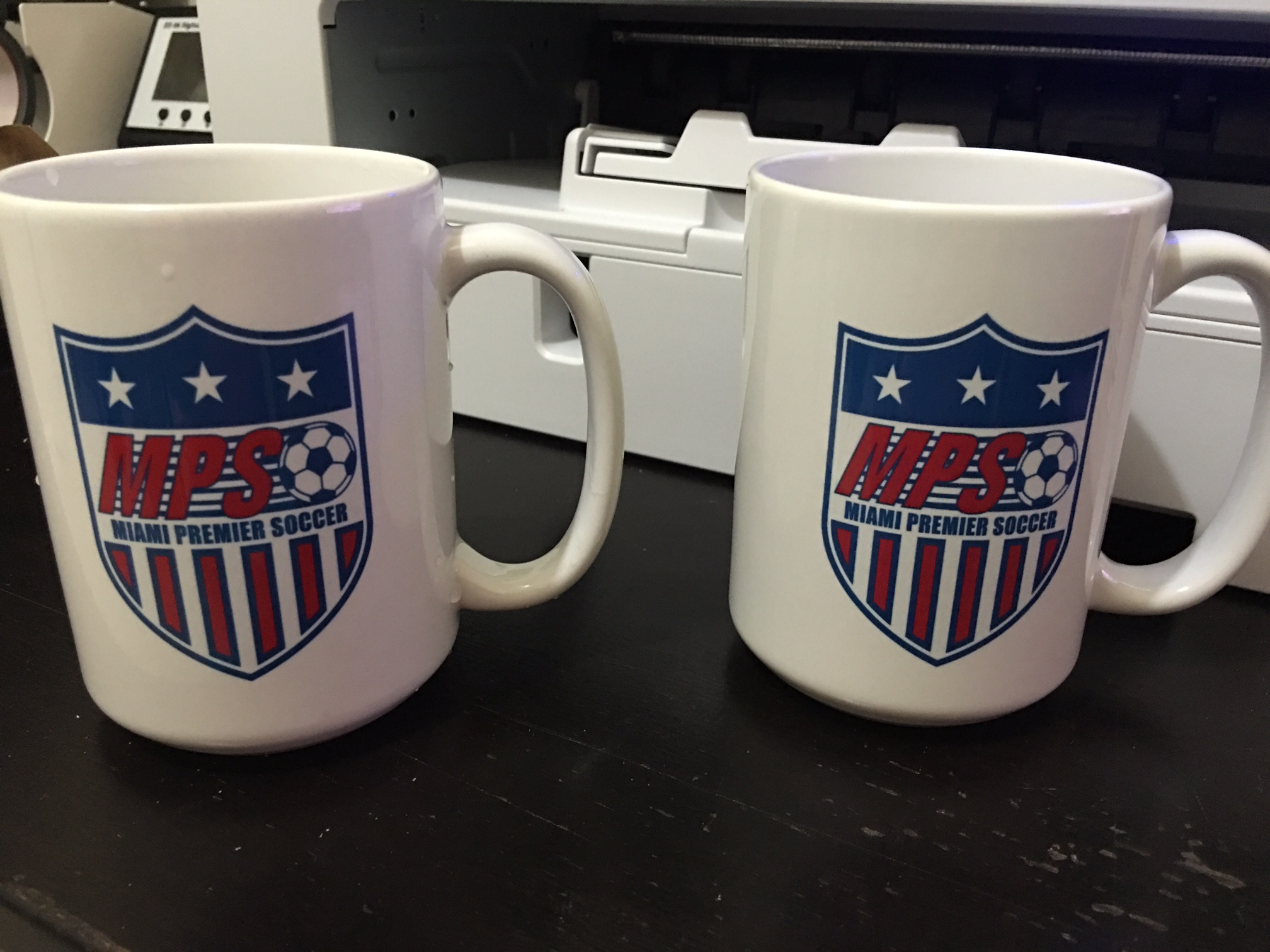 Mugs we made as a gift for one of our customers Miami Premier Soccer.