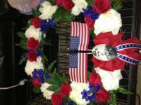 Memorial Wreath for Grandfather that pasted away. Used a large barrett to make the center. The 