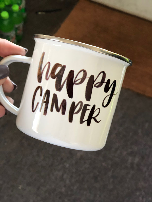 Custom lettering on camp cups