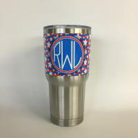 Tumbler Wraps we created using Subliwrap material
Cut the material with our vinyl cutter then 