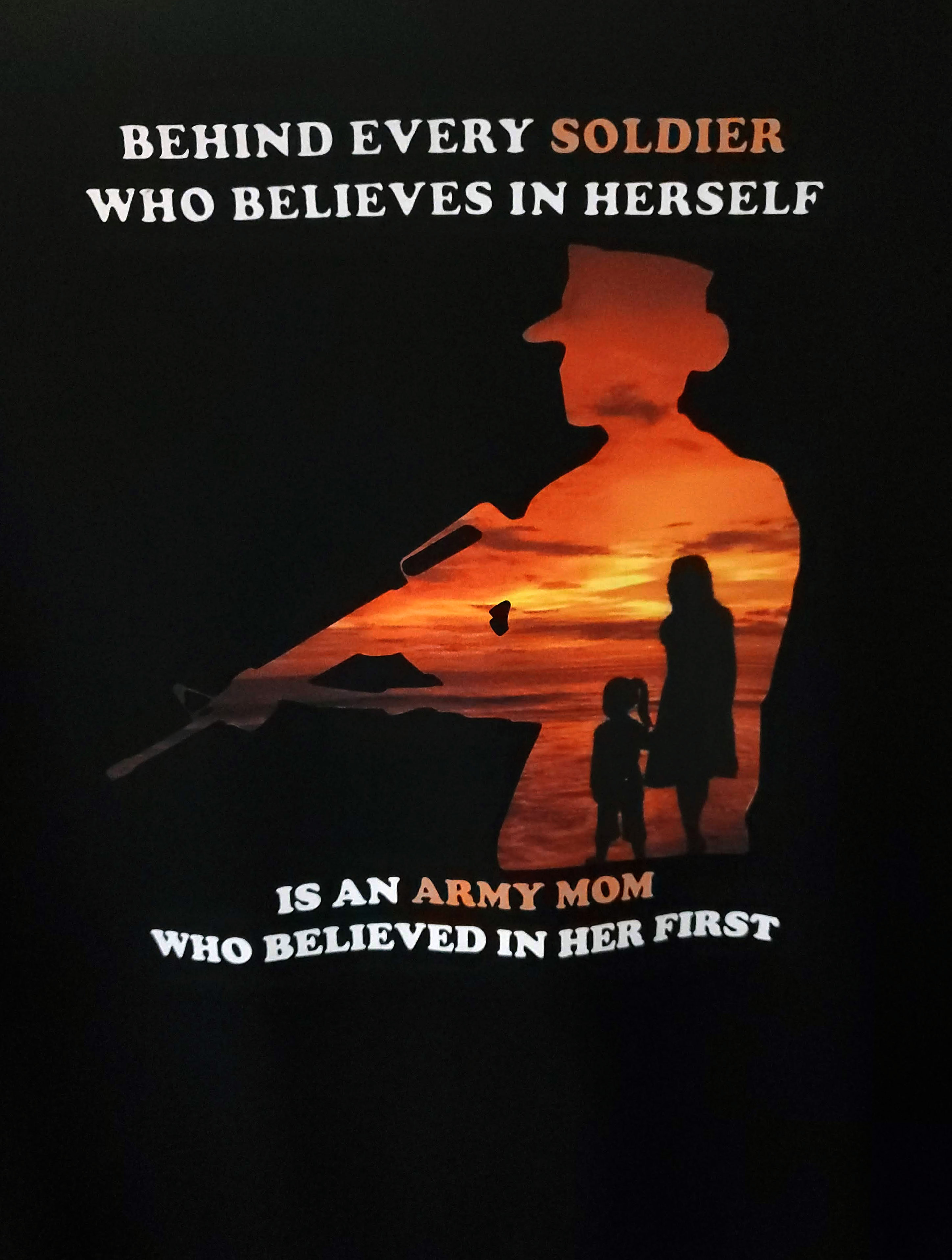 Believe in Her Army Mom made with sublimation printing