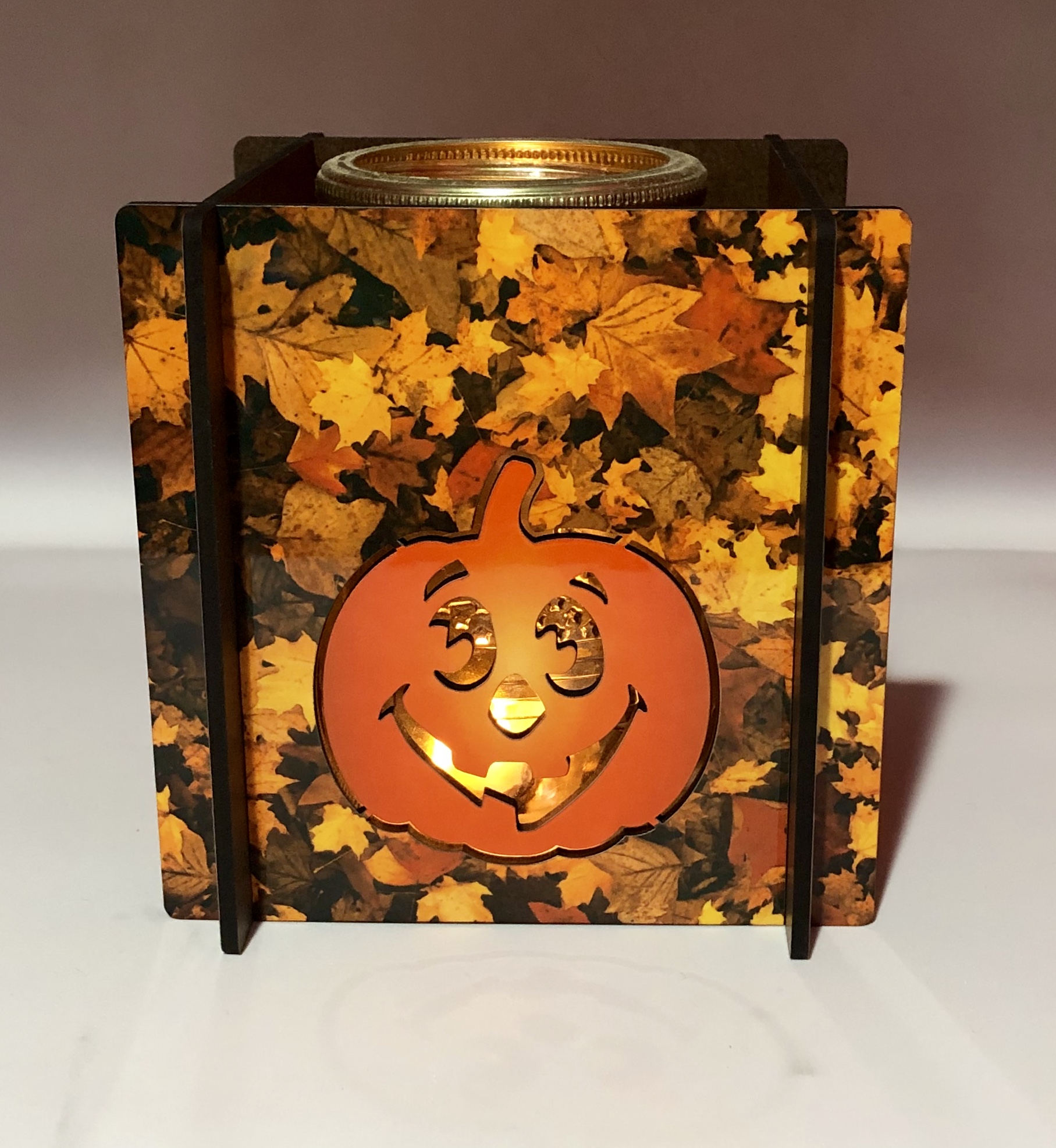 Fall Luminary Box made with sublimation printing