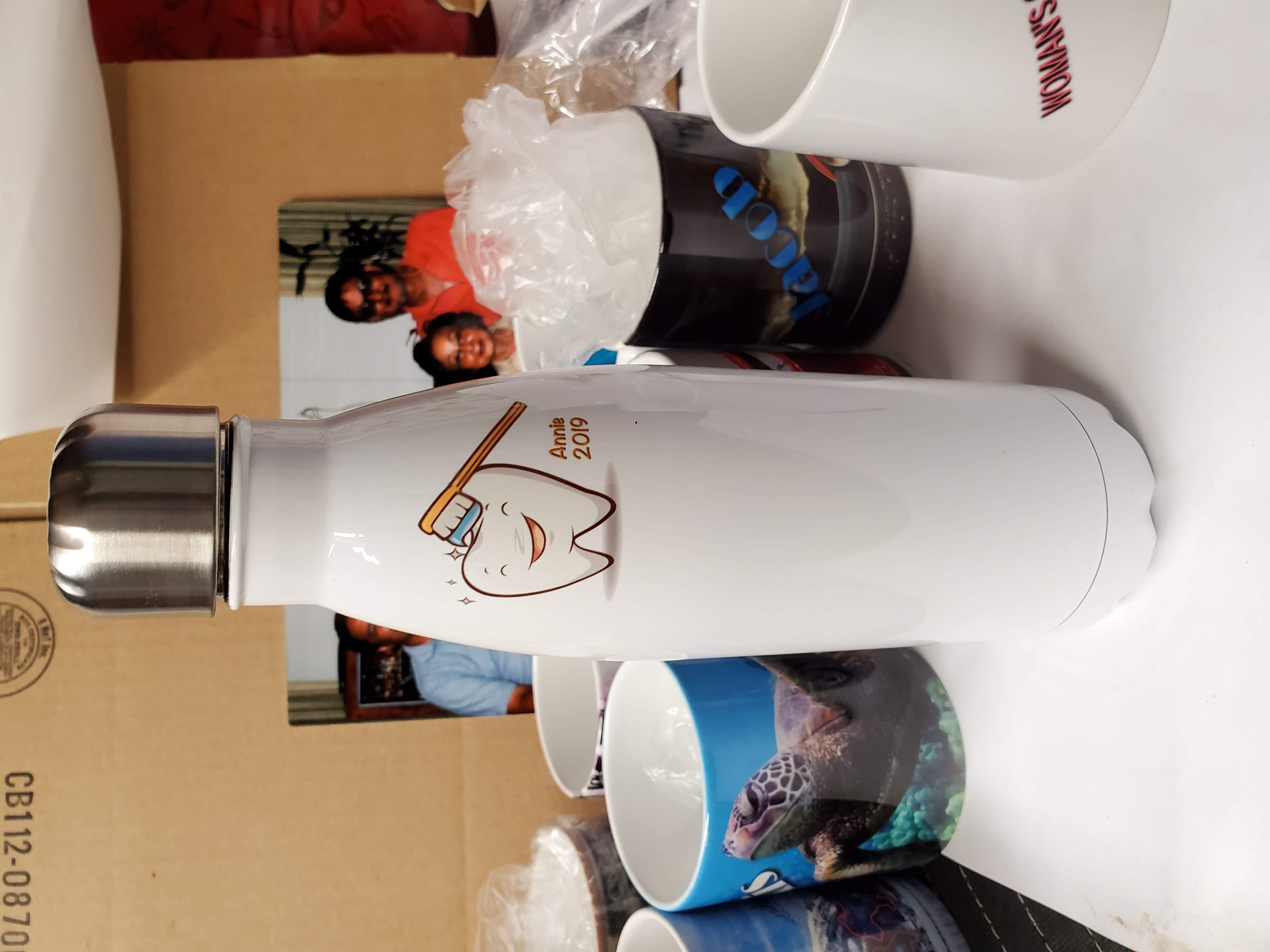 White Tapered Water SSB17-W Stainless Steel 17oz Water Bottle made with sublimation printing