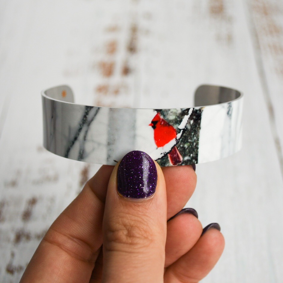 Angels Near narrow cuff bracelet  made with sublimation printing