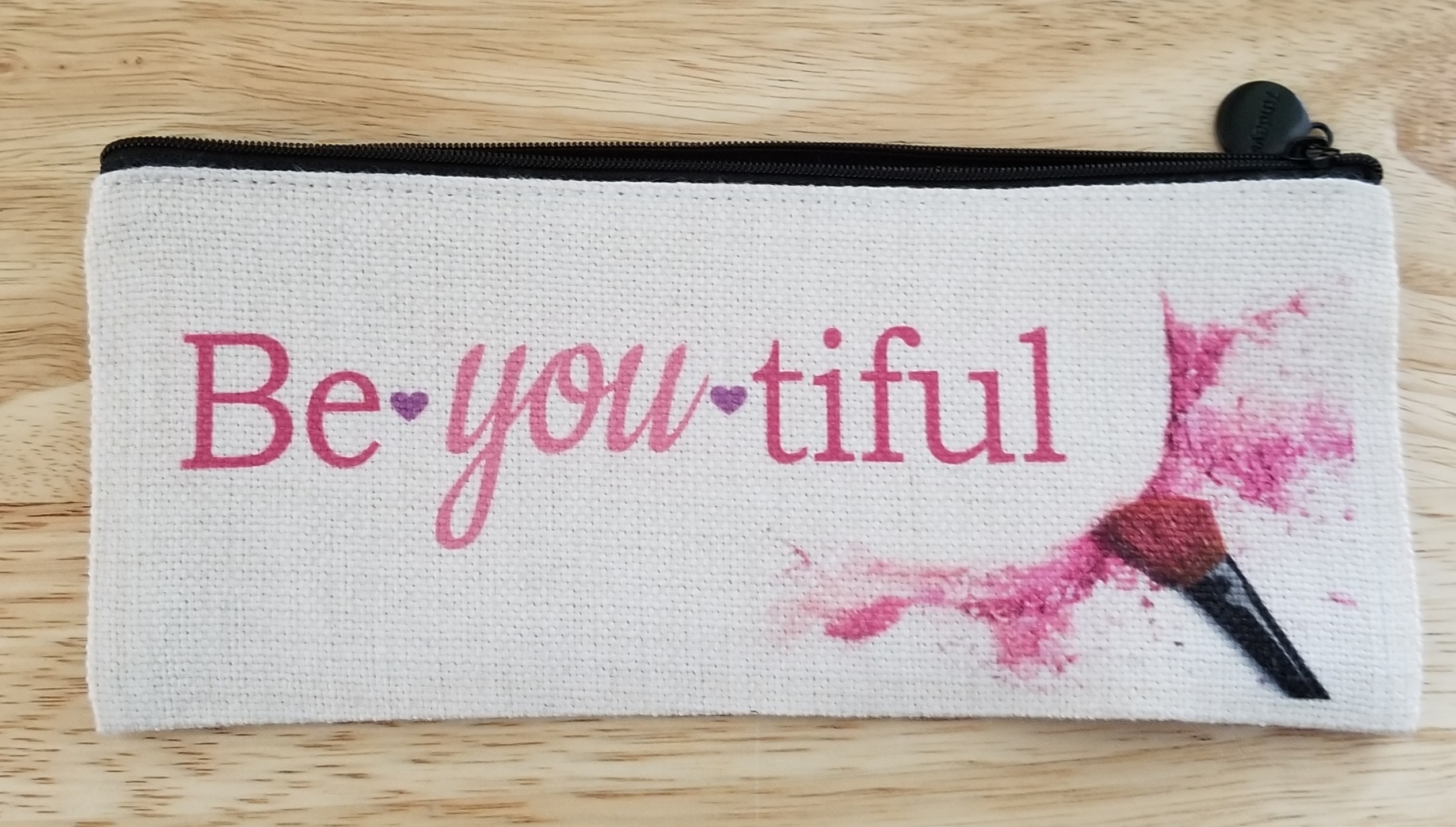 Be YOU tiful brush bag made with sublimation printing