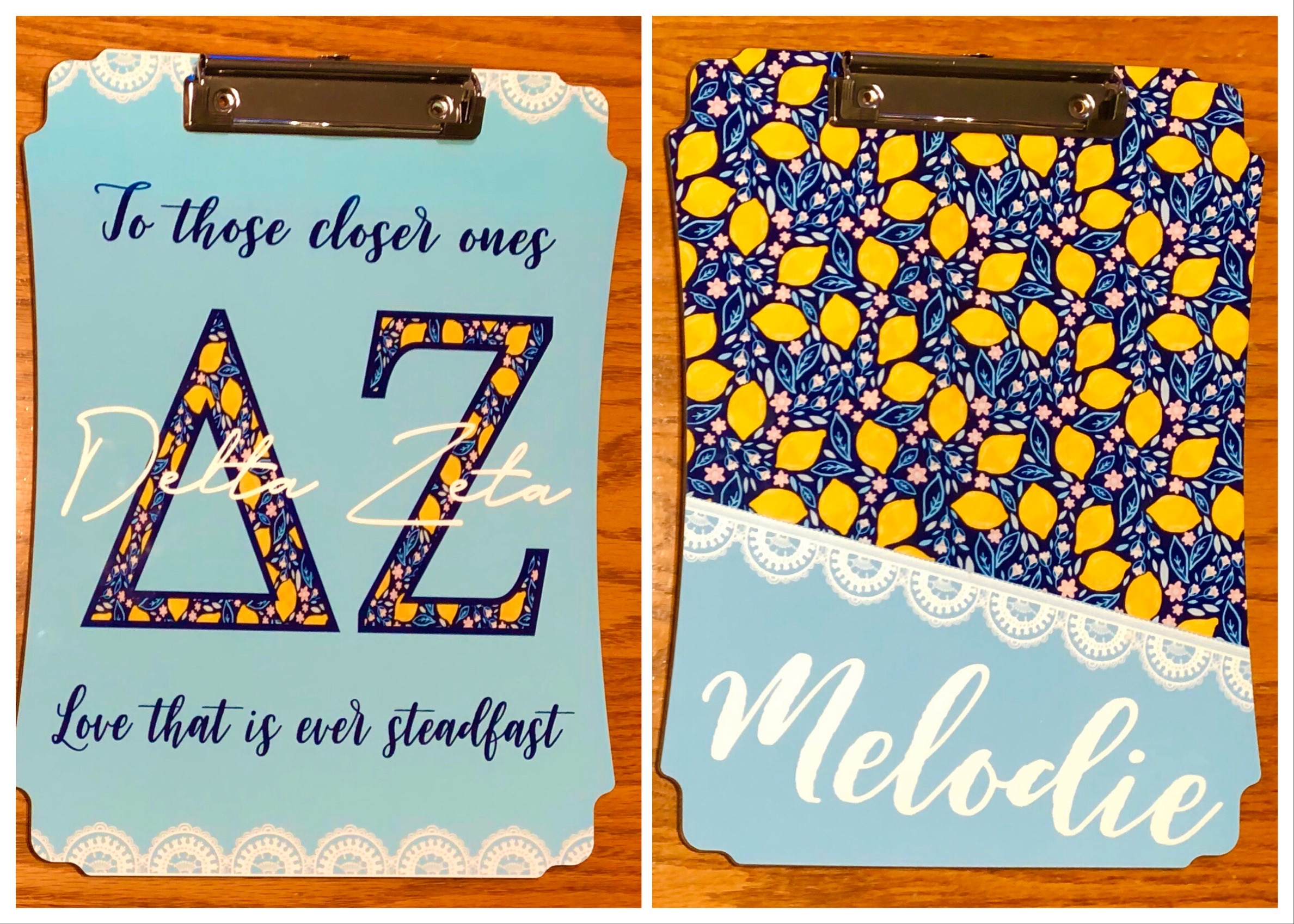 Lemon theme clipboard  made with sublimation printing