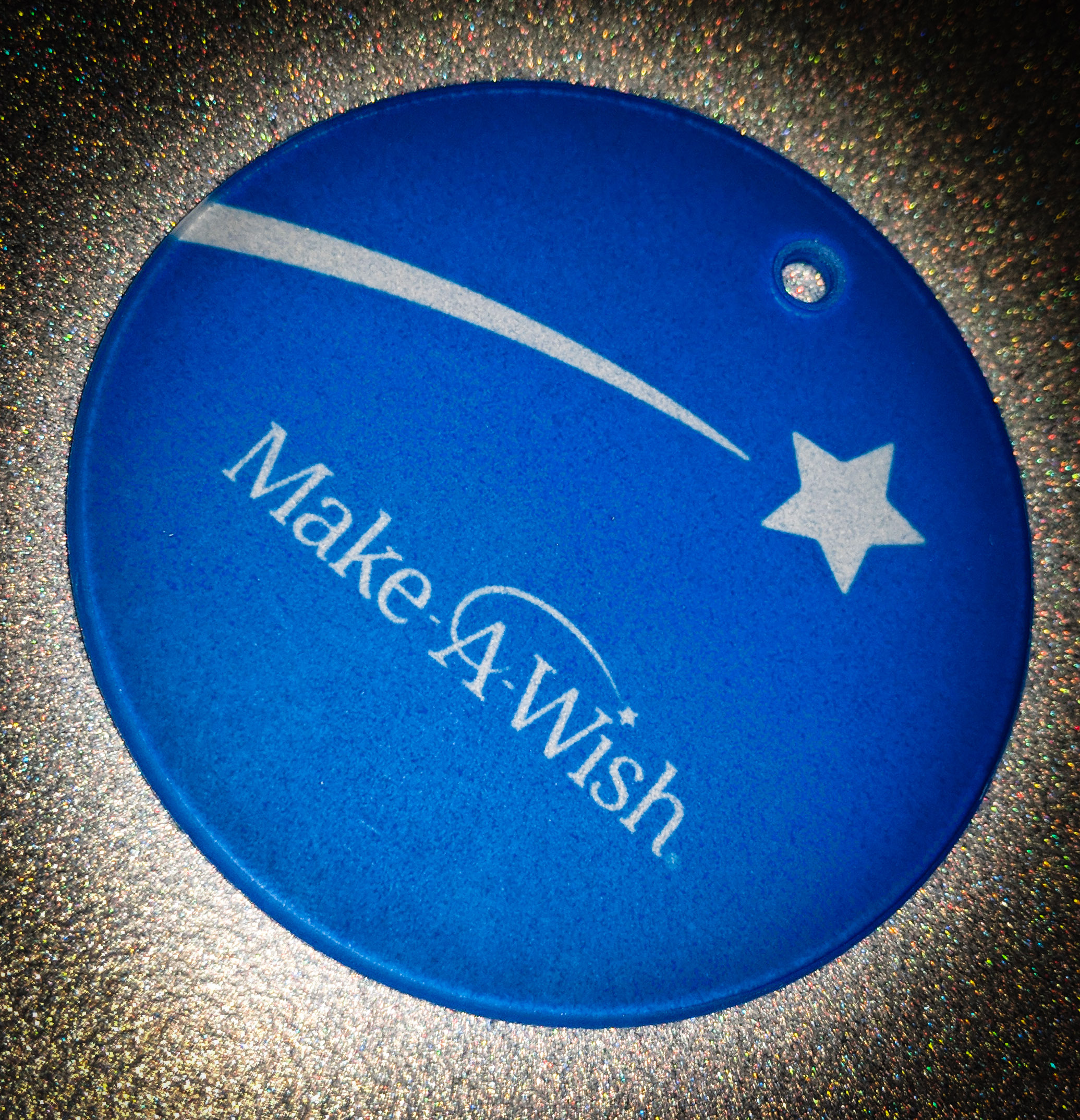 Make-A-Wish Ornament made with sublimation printing