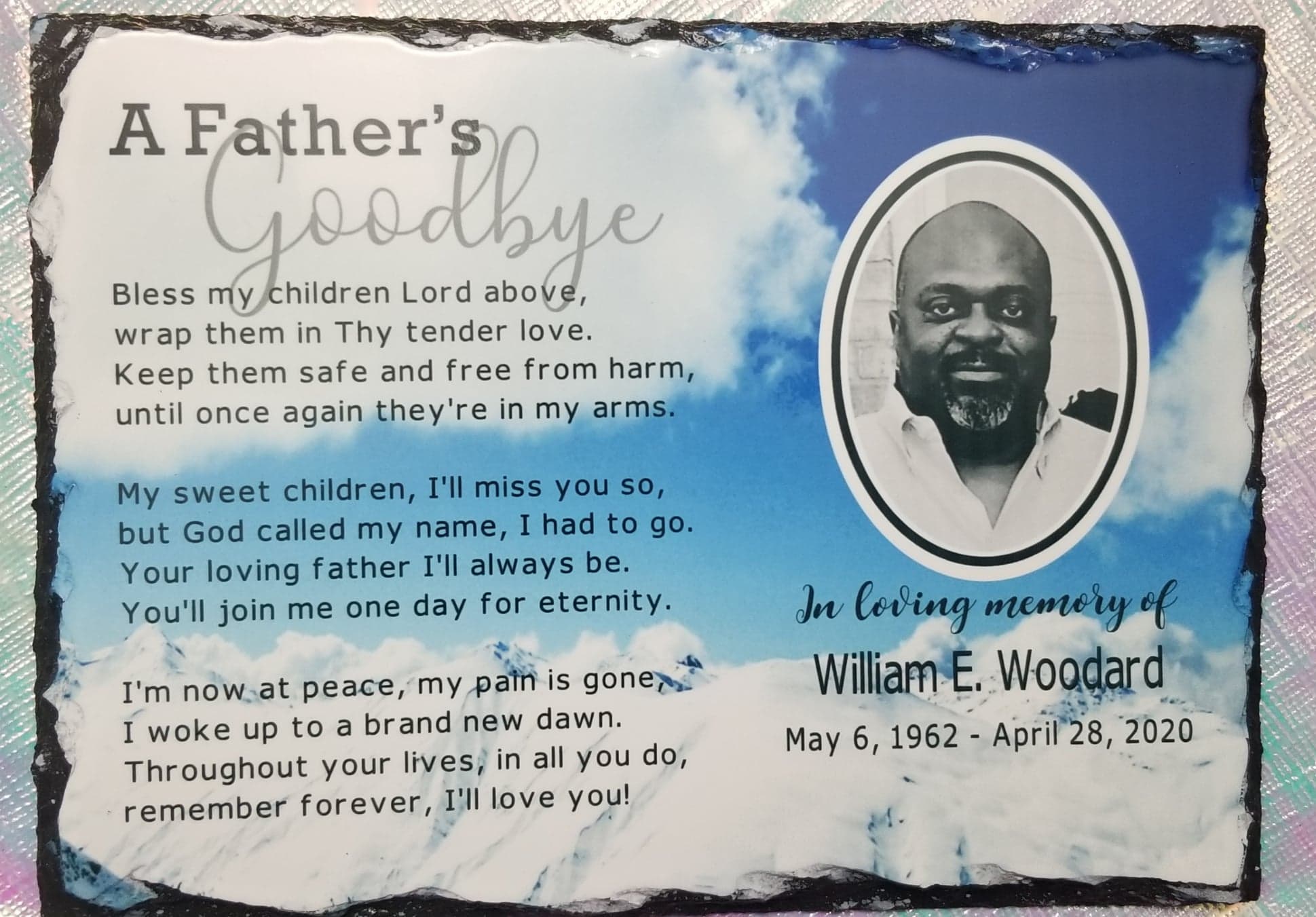 A Father' s Prayer made with sublimation printing