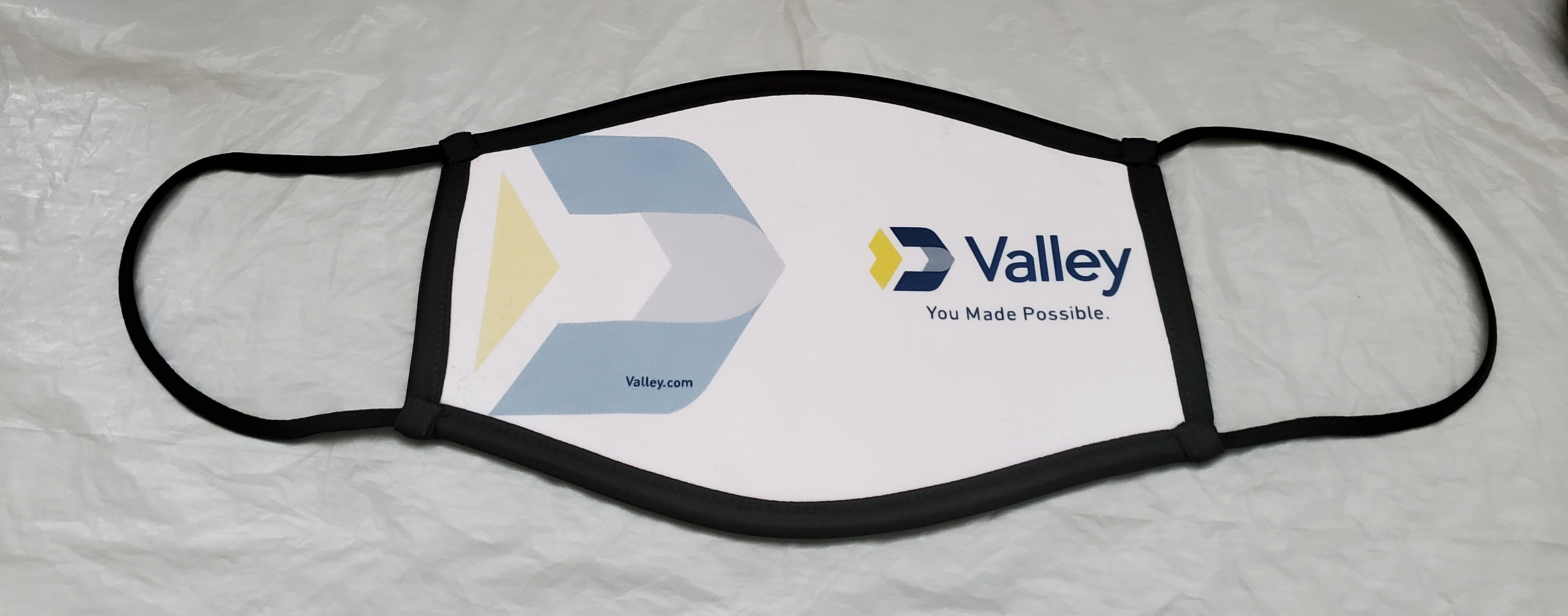Valley Bank Executive Dress Mask made with sublimation printing