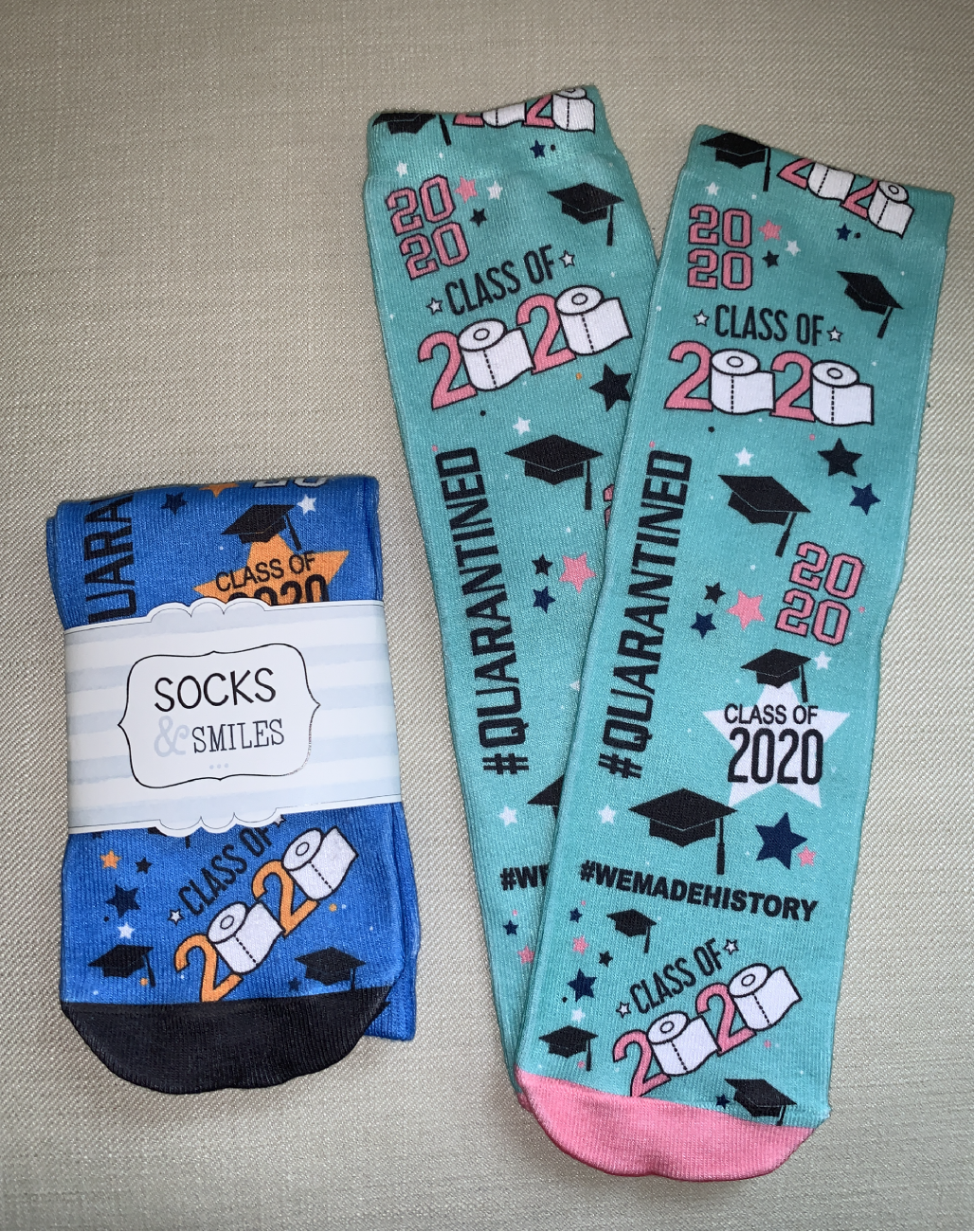 2020 Grad Socks made with sublimation printing