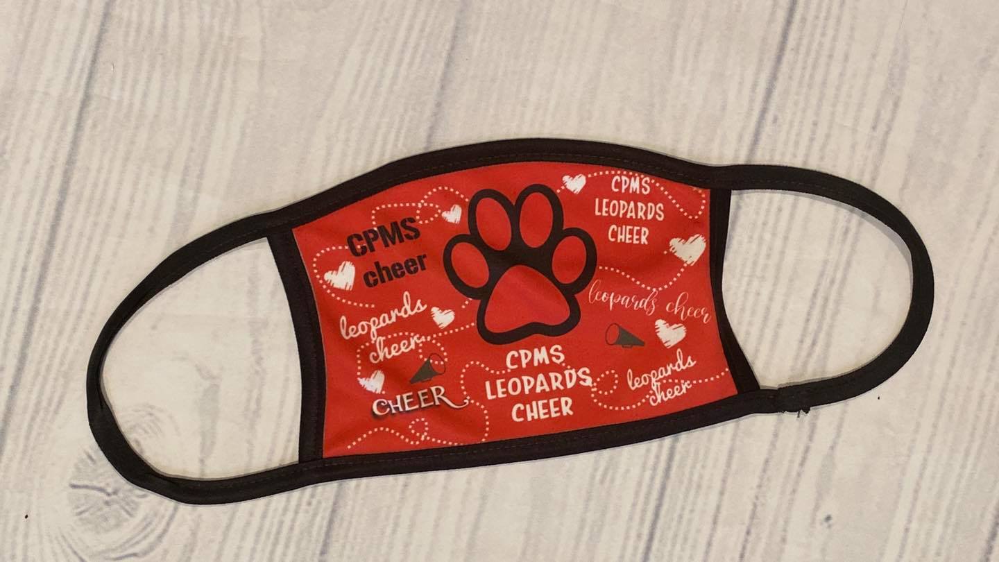 CPMS Cheer mask made with sublimation printing