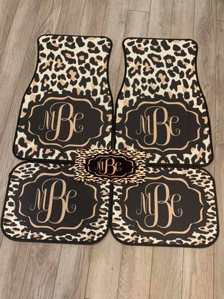 Leopard Car Mats made with sublimation printing
