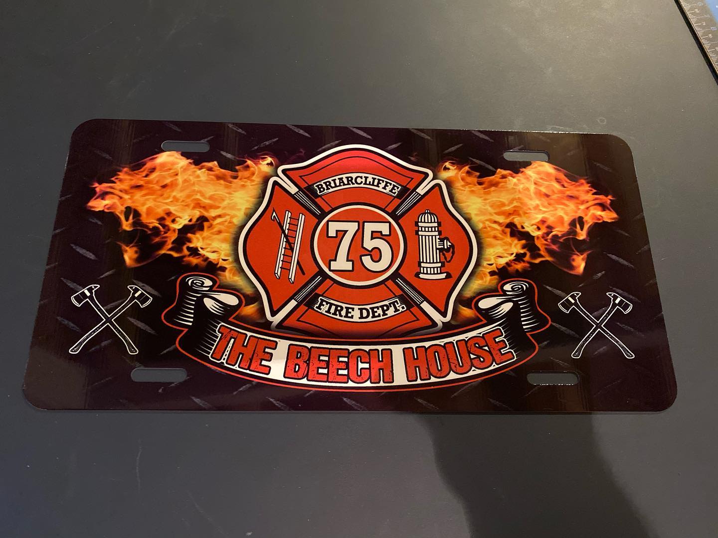 Fire House License Plates made with sublimation printing