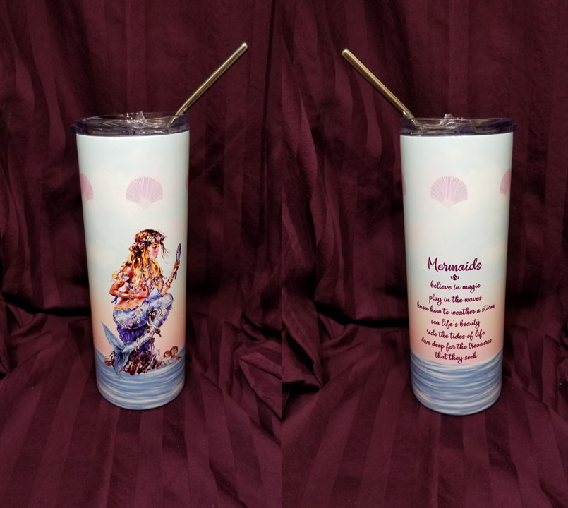 Fancy Mermaid 20 oz Tumbler made with sublimation printing