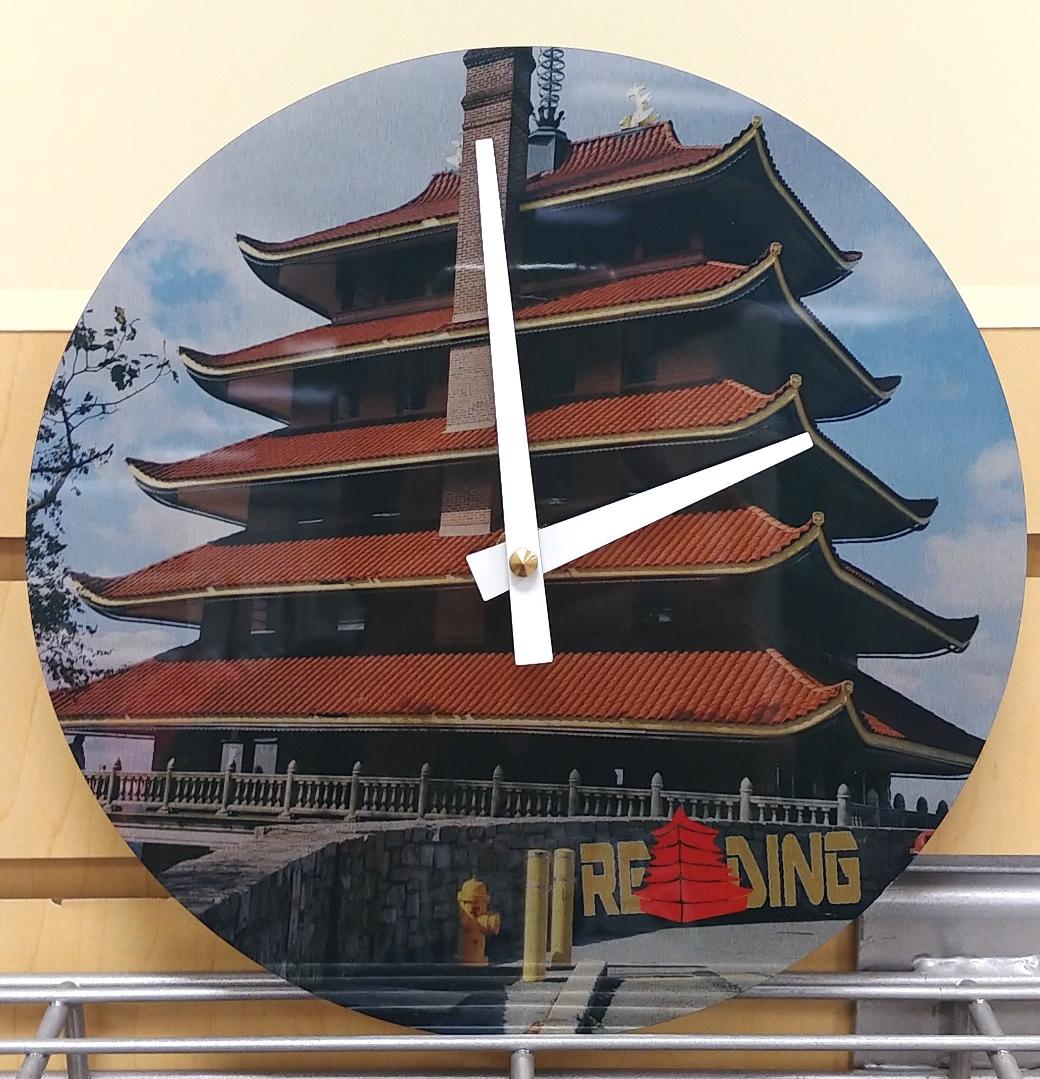 Pagoda Round Clock made with sublimation printing