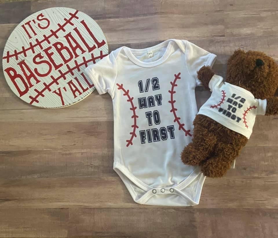 Baby onesie - Matching Teddy Bear Shirt made with sublimation printing
